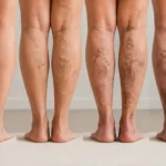 Evolução das varizes nas pernas ao longo do tempo mostrando o agravamento da doença venosa